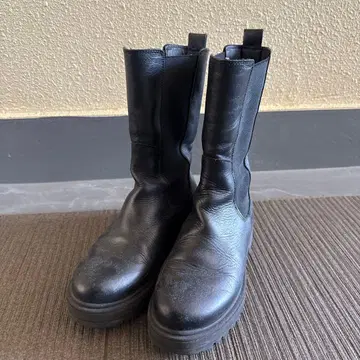 블랙 사이드 고어 부츠 통굽