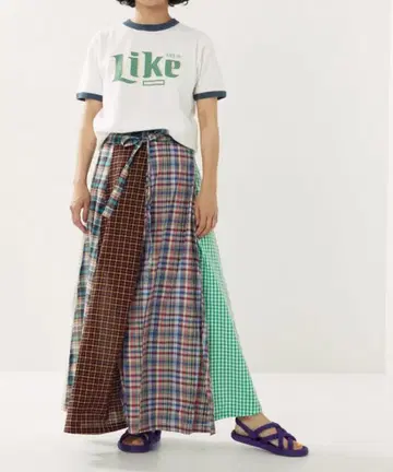 freada 인도 체크 랩스커트