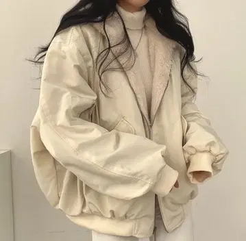 인기 상품 보아 블루종 화이트 리버서블 가을/겨울 아우터 포켓