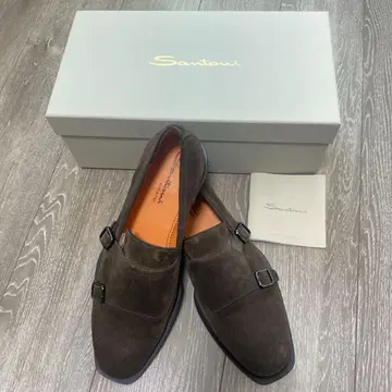 산토니 Santoni 다크 브라운 더블 몽크 스웨이드 신발