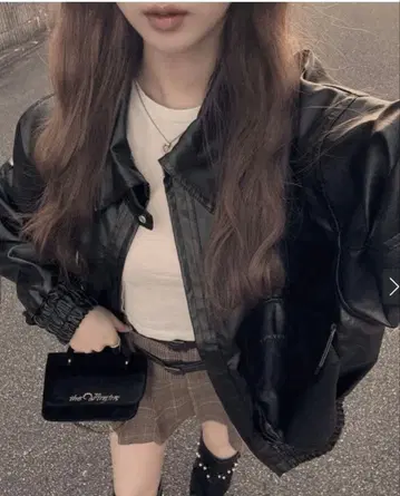 그레일 옷깃 2Way 오버 사이즈 가죽 블루종[ze863] 가죽 자켓