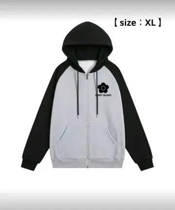 바이컬러 집업 후드티 [ 블랙 x 그레이 ]