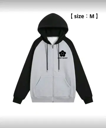 바이컬러 집업 후드티 [ 블랙 x 그레이 ]