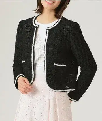 새상품 TO BE CHIC 2023 바이컬러 라메 니트 자켓