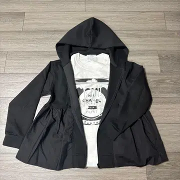 후드 부착 플레어 블랙 후드티 L