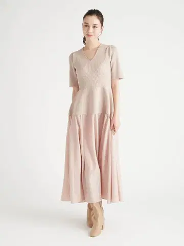 택 포함 새상품 CELFORD 니트 도킹 타프타 원피스