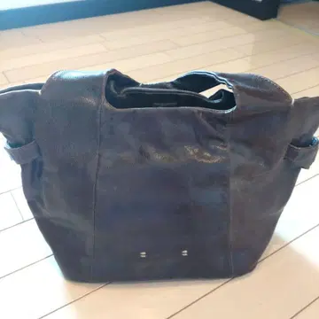 genten 다크 브라운 가죽 토트백