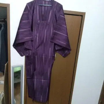 보라색 스트라이프 기모노 우비 도행 카라