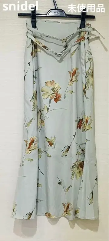 snidel 더블 벨트 프린트 스커트 민트