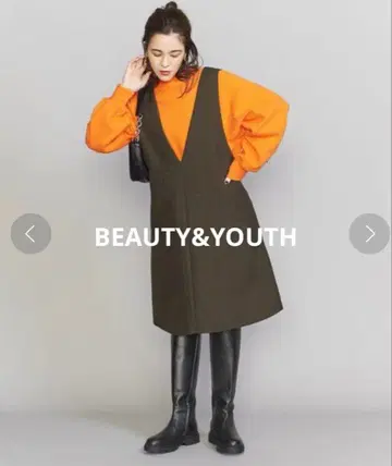 [ 새상품급 ] BEAUTY&YOUTH 폴리에스테르 자카드 미니 원피스