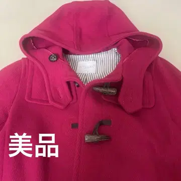 후드 부착 핑크 더플 코트