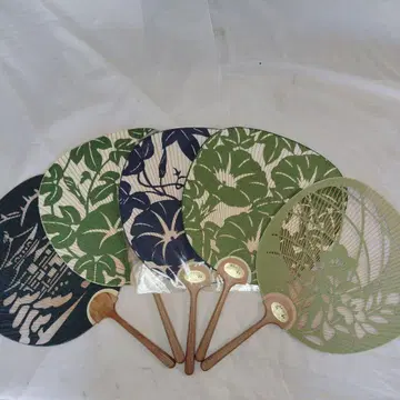 잎 줄기 디자인 부채 5개 세트