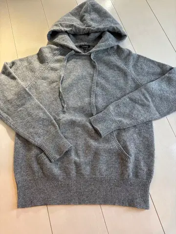 LOUNIE 그레이 후드 부착 니트 후드티