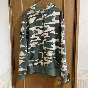 RealBicycle 카모 패턴 풀 집업 후드티 속기모 L