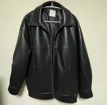 crewre 인조 가죽 지퍼 블루종 black 완판템