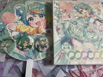 아오기리 고등학교 푸와푸와 포푸라 생일 굿즈 캔버스 보드 부채