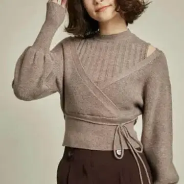 Lily Brown 오프숄더 리브 니트 ONE SIZE