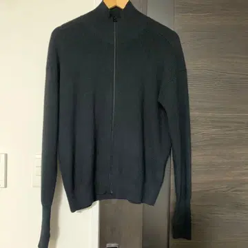 UNIQLO U M 블랙 메리노 블렌드 풀 집업 스웨터 드라이버즈 니트