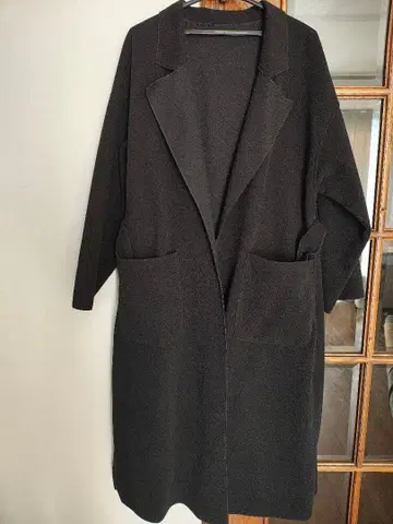 블랙 롱 코트 허리 벨트 포함