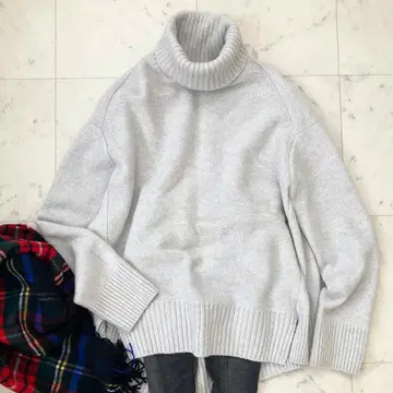 프레임워크 울 캐시미어 터틀 풀오버 니트 라이트 그레이