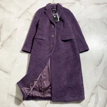 T18225 미사용 오트담 샤기 롱 체스터 코트 퍼플 44