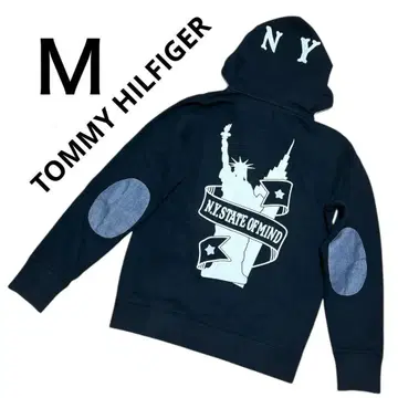 새상품급 타미힐피거 풀 지퍼 후디 남성용 후드티 블랙 M