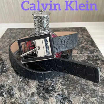 새상품급 Calvin Klein 블랙 가죽 벨트 로고 엠보 올 패턴