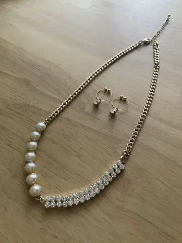 [새상품급] spick and span 비슈 목걸이/귀찌 세트