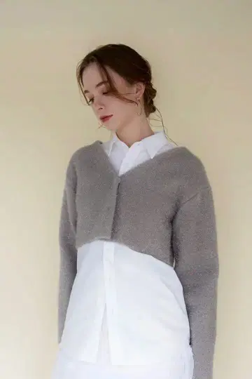 Acka lame short cardigan 그레이
