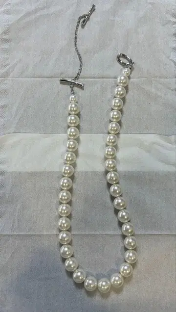 미사용품 유나이티드 애로우즈 펄 목걸이 화이트