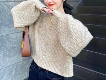 hinari 패치워크 디자인 mix 니트 베이지