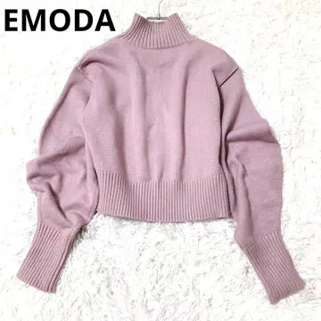 에모다 긴팔 니트 풀오버 스웨터 벌룬 슬리브 숏 기장
