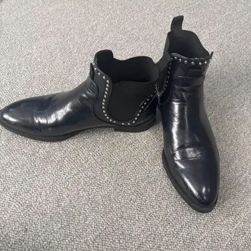 ZARA 스터드 장식 블랙 사이드 고어 부츠 38