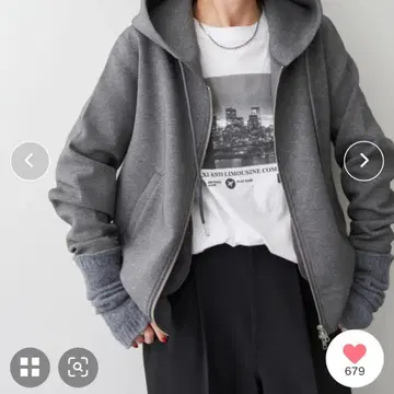 스픽 앤 스팬 스트레치 지퍼 후드티 차콜 그레이