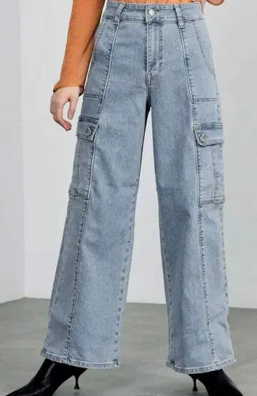 SOMETHING/썸씽 LISA 카고 와이드 데님 팬츠 L 사이즈