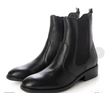 블랙 가죽 사이드 고어 부츠