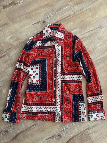 시모키타자와 구제 의류 빈티지 폴리에스테르 셔츠 반다나 패턴