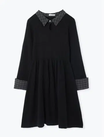 Re-J 체크 옷깃 니트 원피스