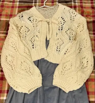 새상품 SM2 패턴 편직 시스루 전후 2WAY 리본 니트 오프