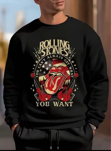 미사용 새상품 롤링 스톤스 맨투맨 블랙 L 사이즈 속기모