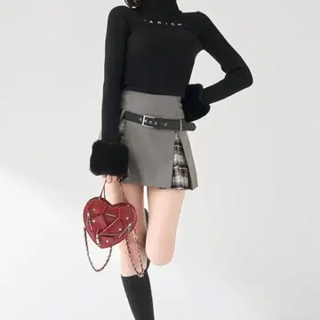 [ 새상품 ] Darich 체크 도킹 미니 스커트 M / GRY