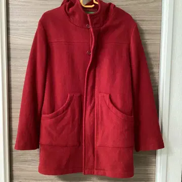 후드 부착 코트 빨간색