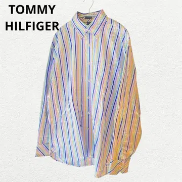 80s TOMMY HILFIGER 긴팔 셔츠 멀티 컬러 스트라이프 L