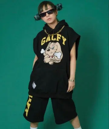 GALFY 후드 부착 슬리브리스 후드티 상하의 세트 중형견(L)