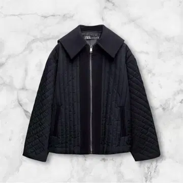 ZARA 세일러 이소재 퀼트 자켓 블랙