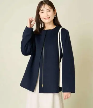 새상품 빅 사이즈 a.v.v 노카라 코트 네이비 XL 캐시미어