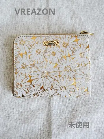 [ L자 지퍼 접이식 지갑 ] VREASON  일본제 천연 가죽 꽃무늬