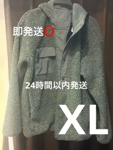 새상품 GU 엔지니어드 가먼츠 보아 플리스 스냅 후드티 XL 그레이