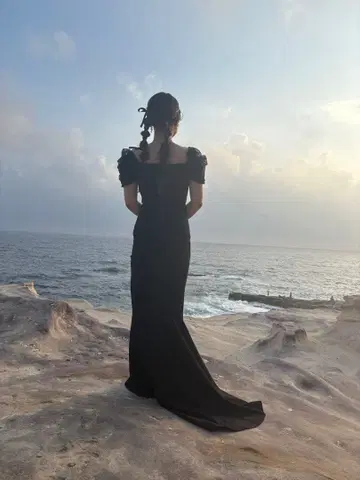 선촬영 2차 모임 블랙 머메이드 드레스