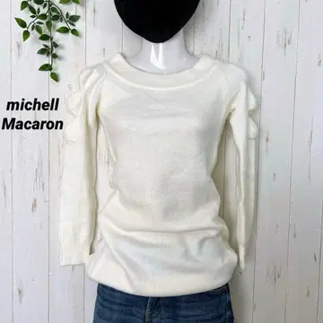 미사용 새상품 michellMacaron 화이트 퍼프 슬리브 니트 XS